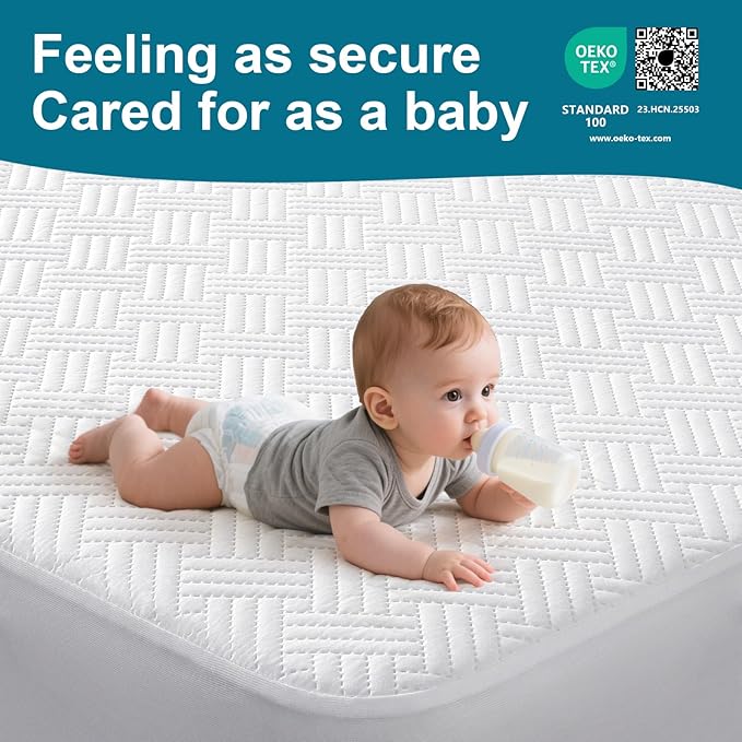 GOPOONY Waterproof Mattress Protector King Size - Breathable, Noiseless, Ultra-Soft Bed Cover, Mattress Pad Cover with Deep Stretchable Pockets 8"-21" (White)