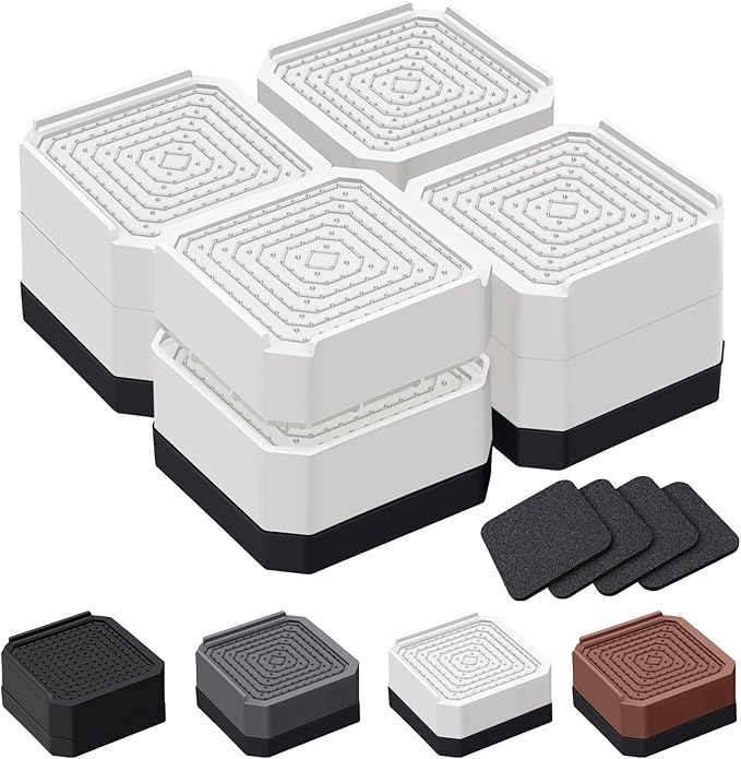 ANNKUT Bed Risers and Furniture Risers, Heavy Duty Adjustable Lifting Blocks for Couches, Desks, and Chairs, Elevates 1.5 or 3 Inches, Holds up to 4000 lbs (White)