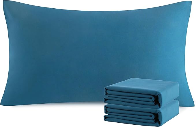 NTBAY King Pillowcase Set - 2 Pack Brushed Microfiber 20x40 Pillowcases - Soft, Wrinkle-Free, Fade-Resistant, Stain-Resistant, Teal Blue Pillowcases with Envelope Closure - 20x40 Inches, Teal Blue