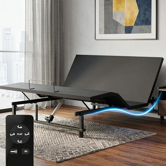 Queen Size Adjustable Bed Frame with Wireless Remote, Zero Gravity & Head & Foot Incline, Heavy-Duty Steel Frame, Whisper-Quiet Motor, Easy Installation (79" L x 59" W x 12" H)