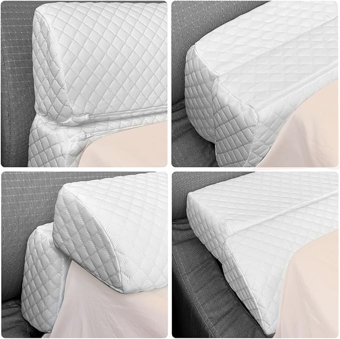 4 Modes Queen Size Pillow Wedge for Headboard Gap, Foldable Bed Wedge Pillow, Bed Gap Filler Fill The Gap (0-7"), Mattress Gap Filler Long Pillow Between Headboard and Mattress - White
