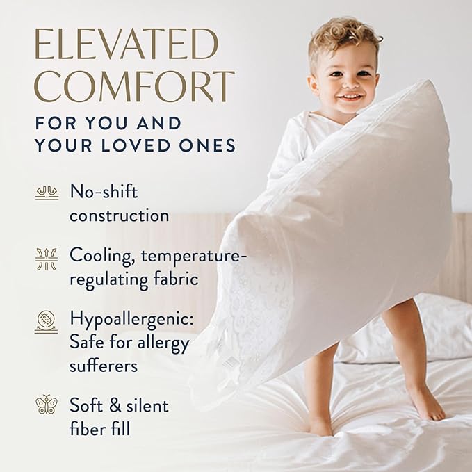 Digital Decor 100% Cotton Luxury Hotel Pillows King Size Set of 2, Cooling Down Alternative Bed Pillows for Sleeping, Hypoallergenic Soft Supportive Pillows for Side & Back, Made in USA, 36" x 20"