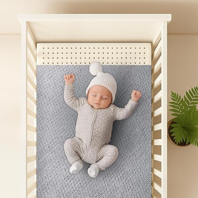 ORGANIC TEXTILES Dual Zone (Firm/Soft) GOLS Certified Latex Mattress Topper for Baby with GOTS Certified Heather Grey Cover - 2" Standard (52"x28")