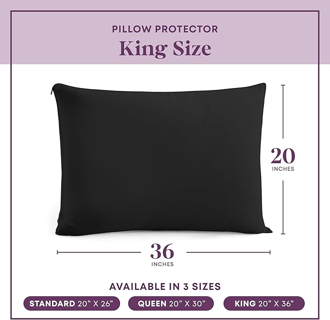 CirclesHome Pillow Protectors 4 Pack King Zippered - 100% Cotton Breathable Pillowcases - Protects Pillows from Dirt, Dust and Debris (King - Set of 4 - 20x36)