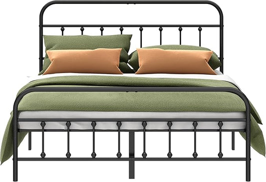 Kujielan Metal Bed Frame - Structurally Stable Heavy Duty Steel Slat Supported Full Bed Frames,No Box Spring Needed for Easy Removal and Transport.