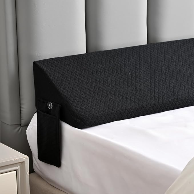 Queen Bed Wedge Pillow for Bed Headboard Gap Filler Light Grey Long Triangle Corner Nora Pillows,Dense Foam,Avoid Things Drops,Between Queen Mattress and Frames,Upraise Pillow for Sleeping
