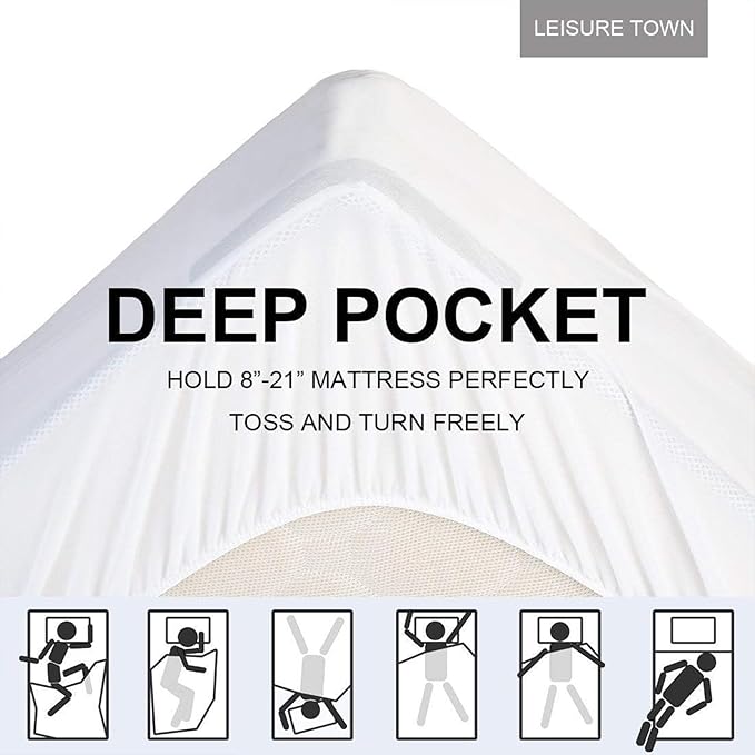 LEISURE TOWN Cotton California King Mattress Pad Fitted Quilted Mattress Cover Pillow Top Mattress Topper Cooling Soft Breathable Mattress Protector,8-21 Deep Pocket,Machine Washable(72x84 White)