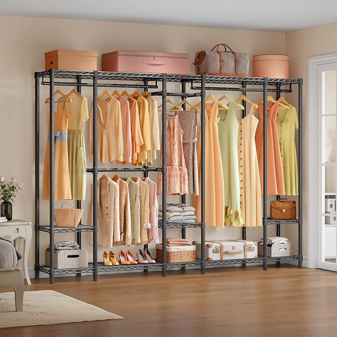 VIPEK V50 Heavy Duty Clothes Rack, Extra Large Freestanding Garment Rack with Adjustable Shelves, Open Closet Storage System for Bedroom, Reach-in/Walk-in Closet, 1300 lbs Capacity, Black