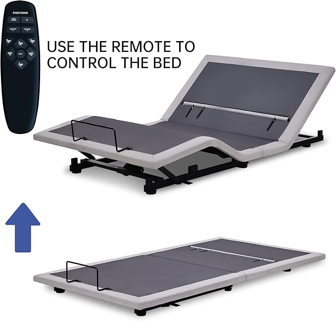 Fromann Adjustable Full Bed Base Frame No Legs, Head Foot Lift and Lumbar Support for Any Including Platform or Storage Beds Anti-Snore, Zero G,Wireless Remote,Memory Positions (Full)