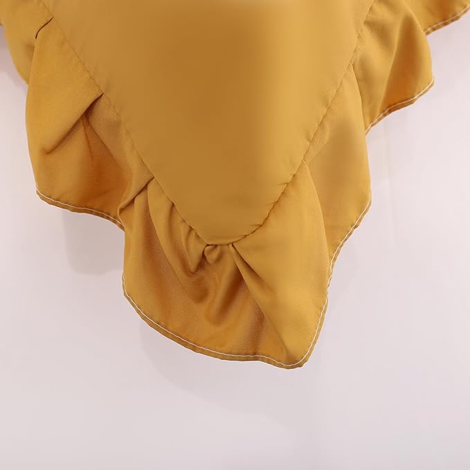 Merryword Mustard Yellow Body Pillow Cover 20x54inches Long Pillowcase Yellow Ruffled Chic Boho Pillowcases Ruffled Fringe Decor Body Ruffled Pillow Sham Cute Pillowcase (1 Body, Mustard Yellow)