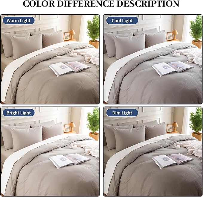 NEXHOME PRO Duvet Cover Set Queen Size Linen Look Textured Organic Natural 100% Washed Cotton Duvet Cover Linen Grey 3 Pieces Bedding Set with Zipper Closure, Breathable, Soft (No Comforter)