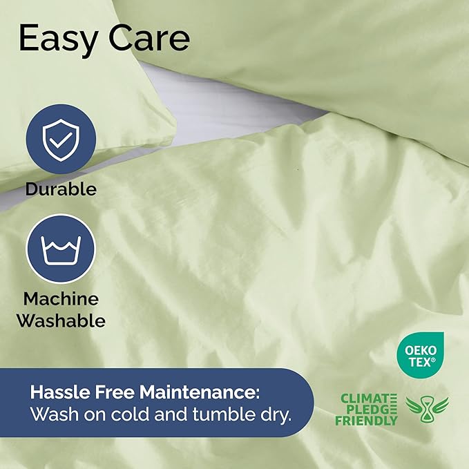 Duvet Cover King Size Set - Extra Soft King Duvet Cover 104" x 90" with 2 Pillow Shams - Hotel Luxury, Easy Care & Fade Free with Zipper Closures & Ties - Comfy, Cozy & Breathable (Light Sage Green)