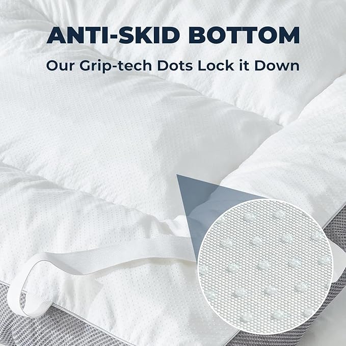 HYPREST 4 Inch Memory Foam Mattress Topper King, Thick Cooling Cotton Pillow Top Mattress Topper with 2000 GSM Shredded Memory Foam - Soft & Supportive for Back Pain Relief, Non-Slip Bottom