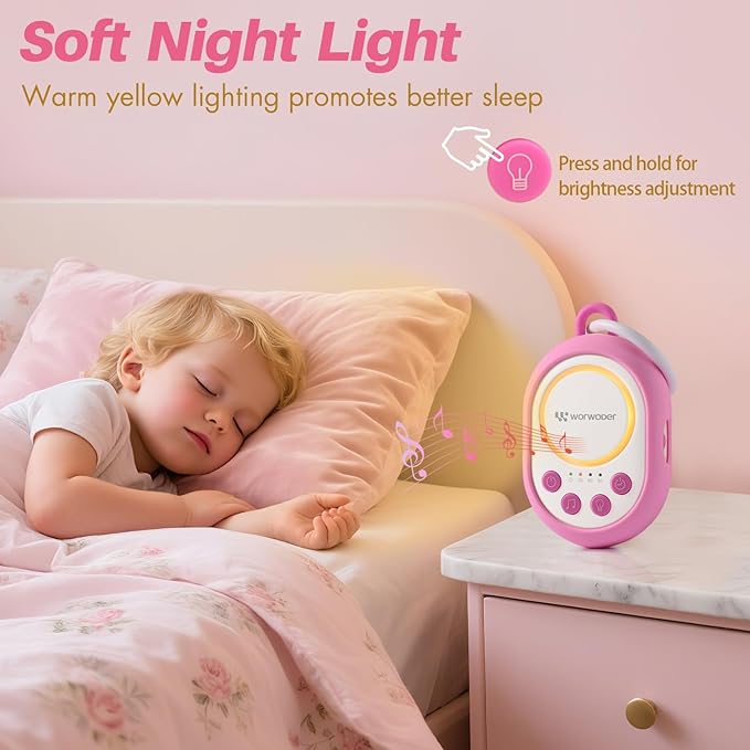 2026 Mom's Choice Awards | White Noise Sound Machine Baby with Night Light, 20 Soothing Sounds, 22 Hours Battery Life, Travel, Registry Gift, Shower, Clips on Baby Stroller