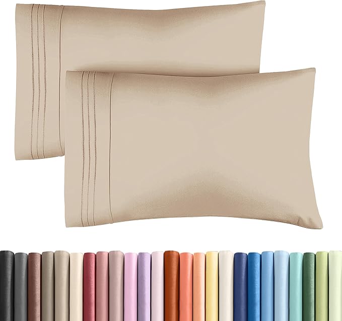 Standard Pillow Cases Set of 2 - Ultra-Soft Hotel Quality Pillowcase Covers - Comfy & Wrinkle Free - Stain and Fade Resistant - Machine Washable Pillow Protectors - 2 Piece Set - Standard Size Cream