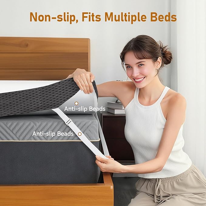Glendan Full-XL Firm Mattress Topper: 3 Inch High Density Foam - Extra Support Mattress Pad for Pain Relief - Breathable Washable Cover with Anti-Slip Straps - CertiPUR-US Oeko-Tex Certified 80x54