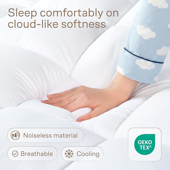 Ultra Soft Twin XL Mattress Topper - Cloud-Like Mattress Pad for Full Back Support - Breathable Cooling Material for Hot Sleepers, White