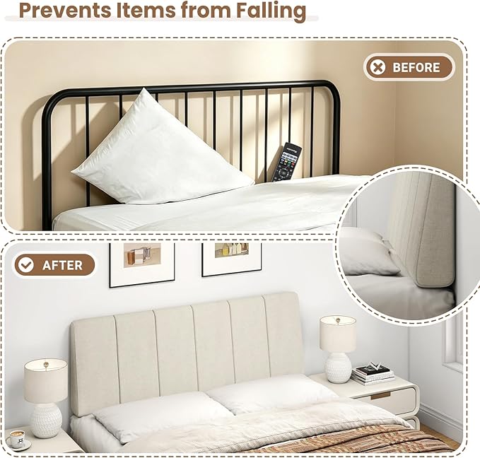 Full Size Headboard Only-No Assembly, Upholstered Headboard Full Size Linen Fabric Modern Style Headboards Extra-Thick, Beige