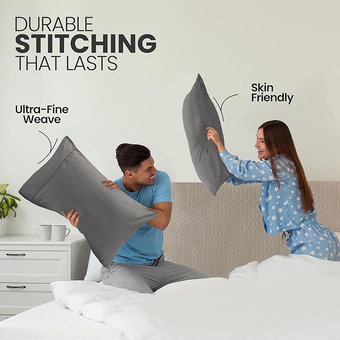 Utopia Bedding King Pillow Cases - 2 Pack - Envelope Closure - Soft Brushed Microfiber Fabric - Shrinkage and Fade Resistant Pillow Covers King Size 20 X 40 Inches (King, Grey)