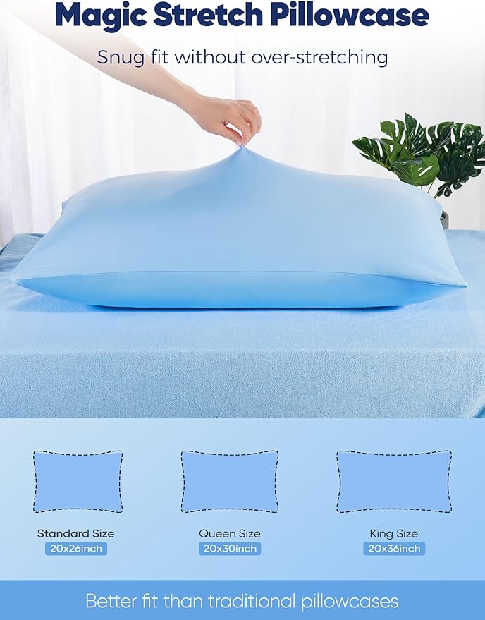Avolare Cooling Pillow Cases King Size Set of 2,Arc-Chill 3.0(Q-Max>0.5) Cooling Pillowcases for Hot Sleepers,Breathable & Stretchy Fabric,Soft for Hair Skin, Zipper Pillow Cases，Blue