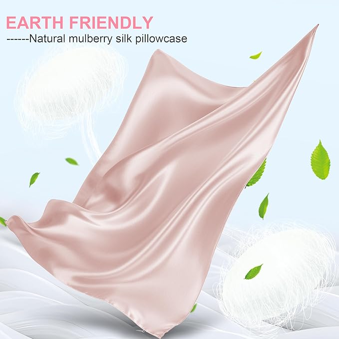 Silk Pillow Cases Queen Size with Hidden Zipper, Mulberry Silk Pillowcase for Hair and Skin, Smooth and Soft Breathable Cooling Silk Satin Pillow Covers for Sleeping, Gifts for Women, Coral Pink