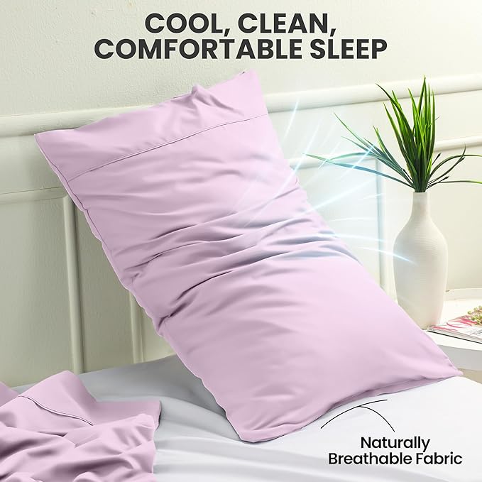 Utopia Bedding King Pillow Cases - 2 Pack - Envelope Closure - Soft Brushed Microfiber Fabric - Shrinkage and Fade Resistant Pillow Covers King Size 20 X 40 Inches (King, Lavender)