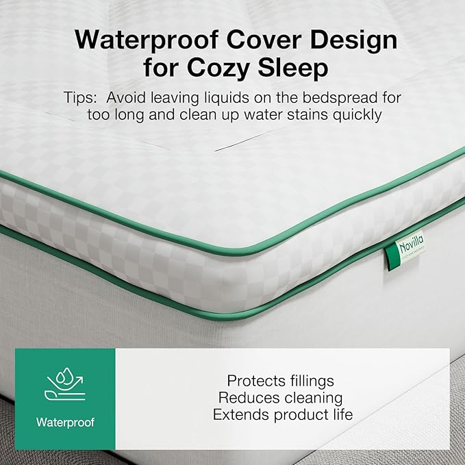 Novilla Twin XL Mattress Topper, Extra Thick Pillow Top Mattress Pad, Down Alternative Fill Breathable Cover, 8-21" Deep Pocket Soft Bed Topper for Back Pain Relief