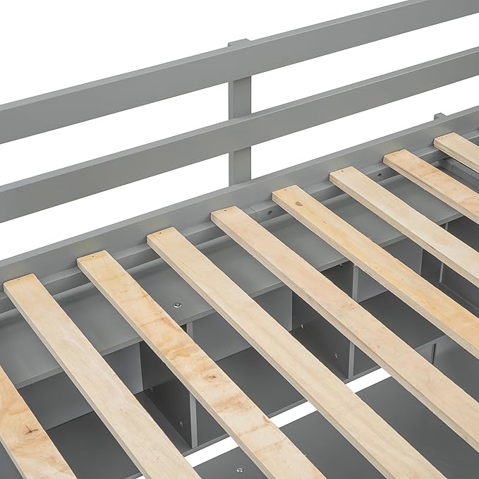 Multi-Functional Twin Size Loft Bed with Built-in Desk and Wardrobes, Solid Wood Loft Bed Frame with 4 Drawers and 4 Shelves for Kids Teens Boys Adults, Maximize Space (Gray-t)