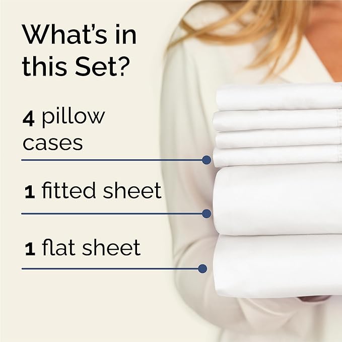 King 6 Piece Sheet Set - Comfy, Breathable & Cooling - Soft Hotel Luxury Bedding for Women, Men, Kids, Teens and Children - 1 Flat & 1 Fitted Sheet & 4 Pillowcases with Deep Pockets - Antique White