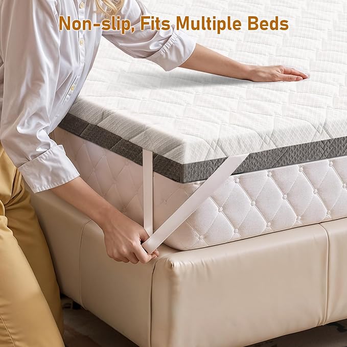 Firm Mattress Topper King 3-Inch: Dual Fimness Firm & Medium Firm for Back Pain Relief, High Density Bamboo Memory Foam, Cooling Washable Anti-Slip Cover, CertiPUR-US Oeko-TEX Certified, 80Lx76W