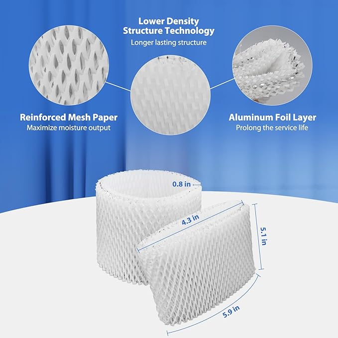6 Pack WF2 Humidifier Filters for Vicks Humidifier V3100 V3500 V3600 V3700 V3800 V3850 V3900, for Honeywell HCM-350 HCM-630 HCM-300T, for Kaz 3020, for Sunbeam 1118 1119, ECM-250i, ECM-500