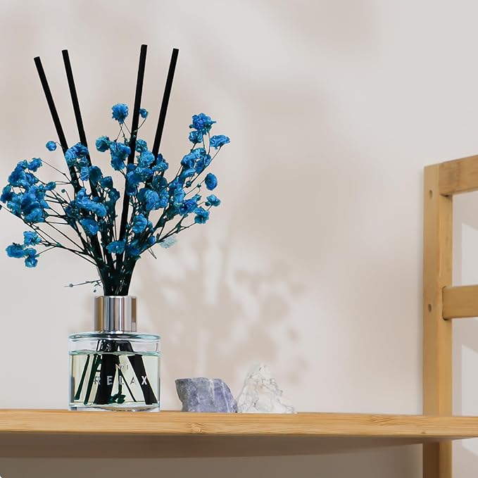 Freesia Jasmine White Tea Reed Diffuser Set, 3.4 oz Scent Diffuser with Dried Flower for Bathroom Small Place, Last up to 60 Days