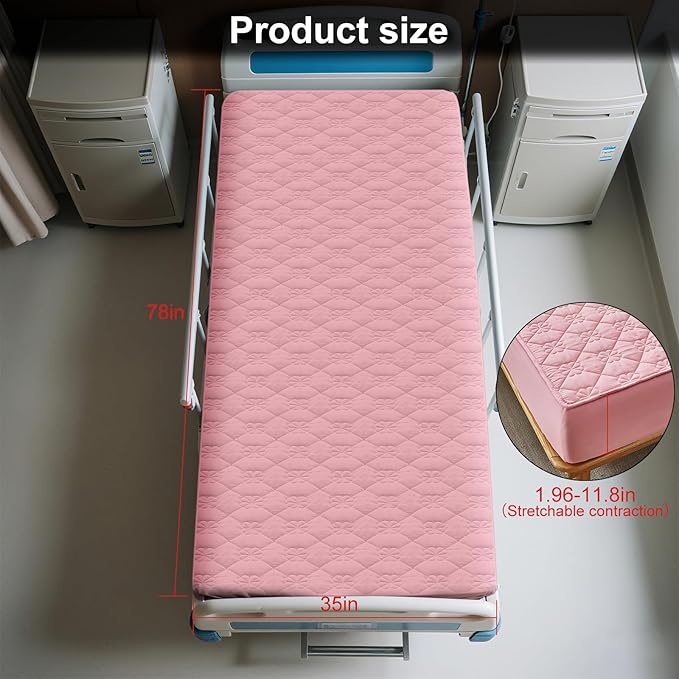 Waterproof Hospital Mattress Cover Protector Bed Sheet 36" x 80" x 9" Hospital Grade Incontinence Protection, Breathable Fabric for Elderly, Adults Machine Washable