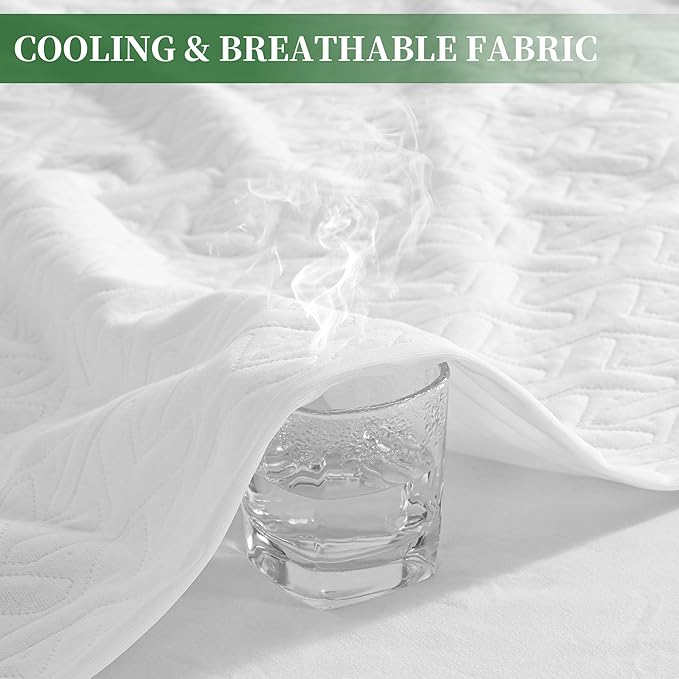 Premium King Size Mattress Protector,Waterproof HN Cooling Bed Mattress Cover,5D Breathable Noiseless Fitted 8"-21" Extra Deep Pocket Washable Anti Slip and Wear-Resistant(3-in-1,King)