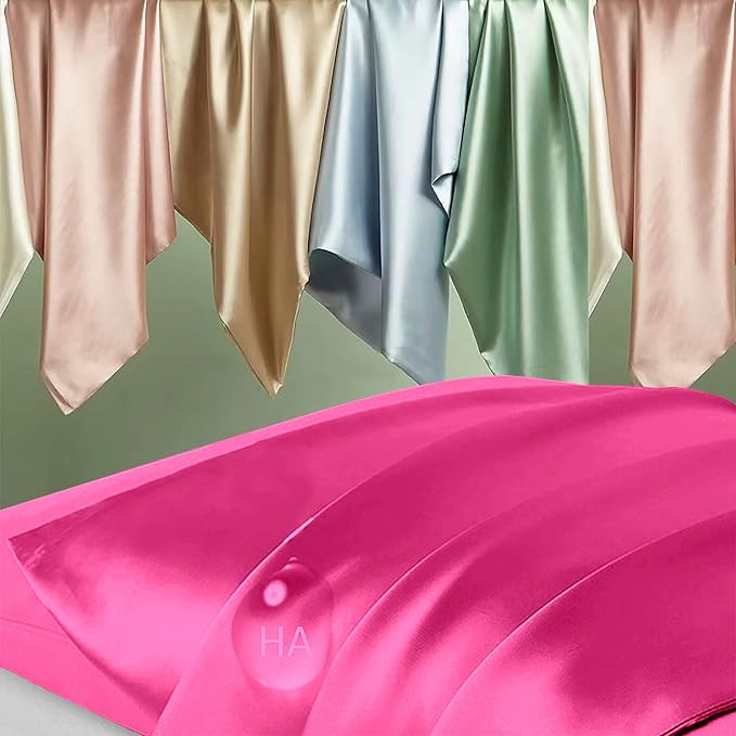 Silk Pillowcase for Hair and Skin, Mulberry Silk Pillow Cases Queen Size, Anti Acne Cooling Beauty Sleep Both Sides Natural Silk Satin Pillowcases with Hidden Zipper, Gifts for Women Men, Hot Pink