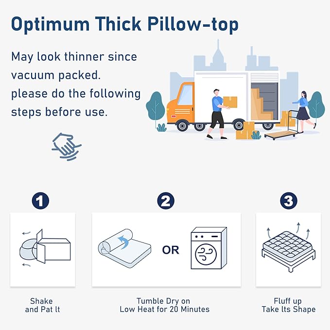 Full Mattress Topper Extra Thick Pillowtop Cooling Mattress Topper Plush Mattress Pad Cover Protector with 8-21 Inch Deep Pocket 3D Snow Down Alternative Fill Black