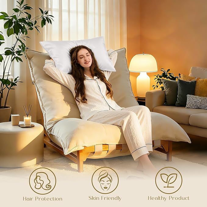 ZIMASILK 100% Pure Mulberry Silk Pillowcase for Hair and Skin Health,Soft and Smooth,Both Sides Premium Grade 6A Silk,600 Thread Count,with Hidden Zipper,1pc (King 20''x40'', White)