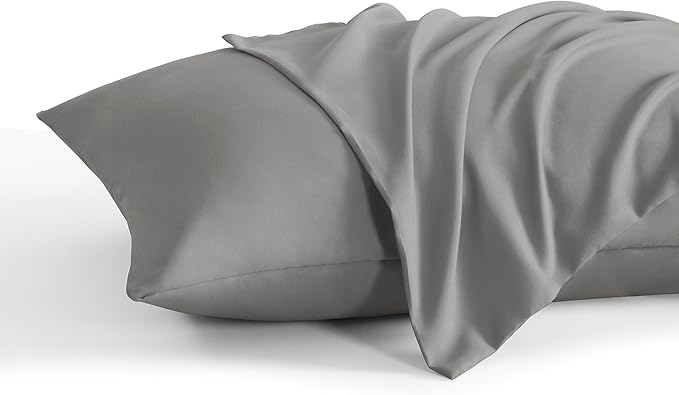 NTBAY Standard Pillow Cases Set of 2, 2 Pack Brushed Microfiber 20x26 Pillow Cases, Soft, Wrinkle, Fade, Stain Resistant Smoke Grey Pillow Cases with Envelope Closure, 20x26 Inches, Smoke Grey