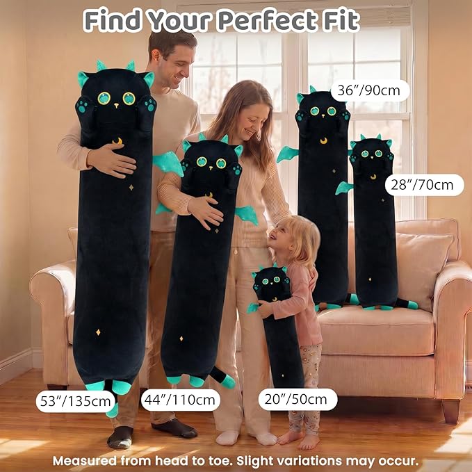 Mewaii Long Cat Plush, 5 Sizes, 120% Extra Filling Giant Plushness Kids Body Pillow, Kawaii Cute Big Eyes Stuffed Animal Plushie, Big Long Body Pillow Gift for Girls 36'
