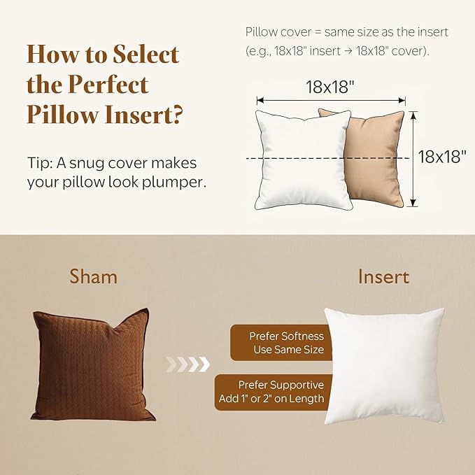 BPC 28x28 Down Feather Throw Pillow Inserts Set of 2, 100% Organic Cotton Cover, Soft Square Decorative Pillow for Sofa, Couch and Bed, White