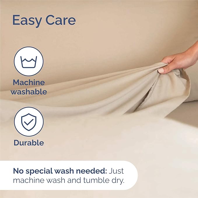 Split King 7 Piece Sheet Set - Comfy Breathable & Cooling - Hotel Luxury Bedding for Women, Men, Kids, Teens & Children - 1 Flat & 2 Fitted Sheets & 4 Pillowcases w/ Deep Pockets, Wrinkle Free - Cream