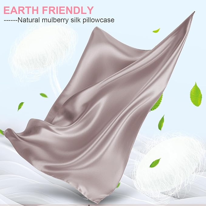 Silk Pillow Cases Queen Size with Hidden Zipper, Mulberry Silk Pillowcase for Hair and Skin, Smooth and Soft Breathable Cooling Silk Satin Pillow Covers for Sleeping, Gifts for Women, Taupe