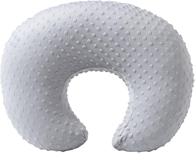 Baby Nursing Pillow and Body Positioner with Premium Slipcover for Breastfeeding for Baby Boys and Girls, Feeding Pillow with Breathable Comfortable Pillowcase (Gray)