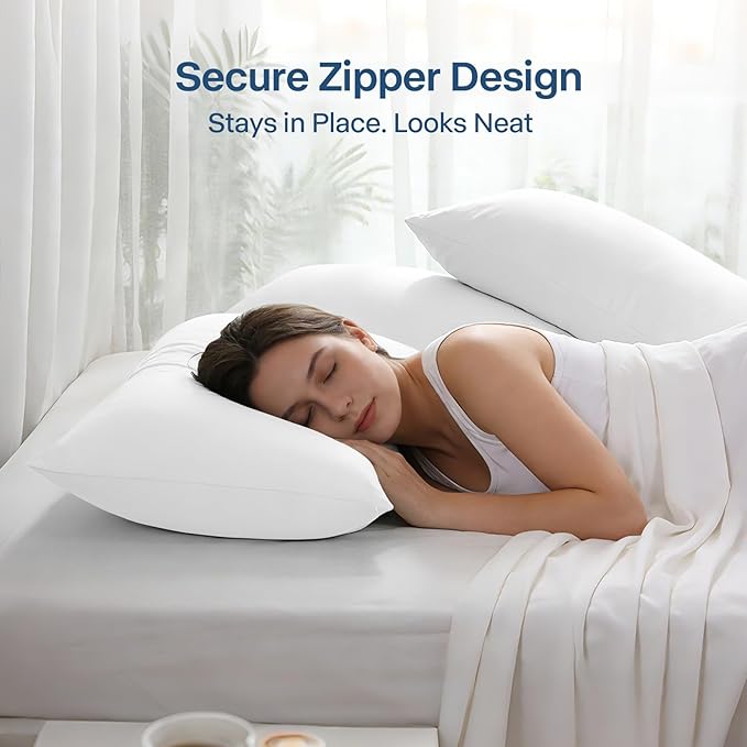 Premium Cooling Pillowcases King Size Set of 2 for Hot Sleepers&Night Sweats Beauty Sleep Reduces Wrinkles&Frizz Softer Than Silk Pillow Cover Oeko-TEX Certified White Breathable