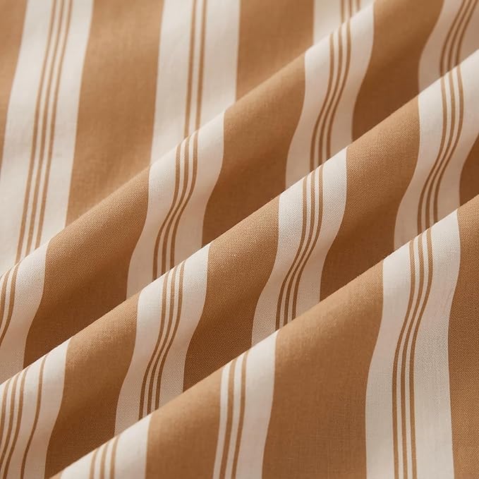 Merryword Striped Body Pillow Cover 20x54inches, 100% Cotton Long Pillowcase, Khaki Striped Pillowcase, Soft Breathable Stripe Pillowcase, 1-Piece