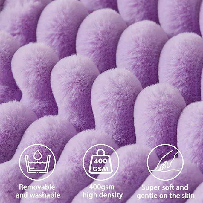 Headboard Pillow + A Long Neck Roll Pillow Body Pillow，Faux Fur Headboard Wedge Pillow with Removable Cover (Purple, Full：54x8x20 inches)