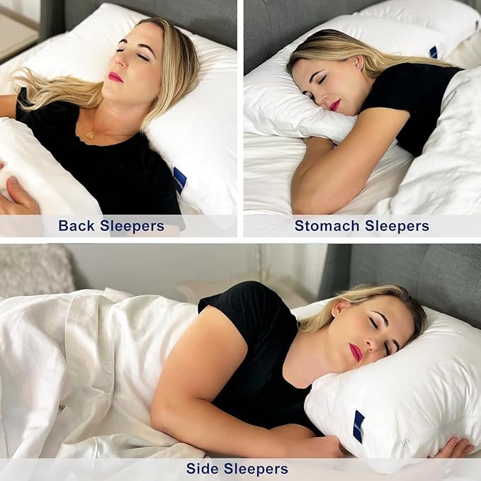 ACCURATEX Hybrid Pillow for Sleeping, Adjustable Shredded Memory Foam Pillow Core with Fluffy Down Alternative Fill Removable Cotton Cover,for Side,Back,Stomach Sleepers,Queen Size, 1 Pack