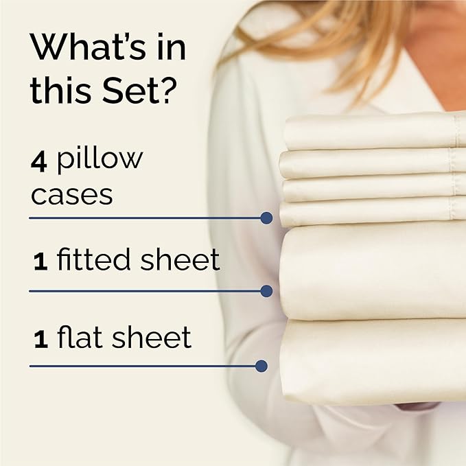 King 6 Piece Sheet Set - Comfy, Breathable & Cooling - Hotel Luxury Bedding for Women, Men, Kids, Teens & Children - 1 Flat & 1 Fitted Sheet & 4 Pillowcases w/ Deep Pockets - Wrinkle Free - Off White