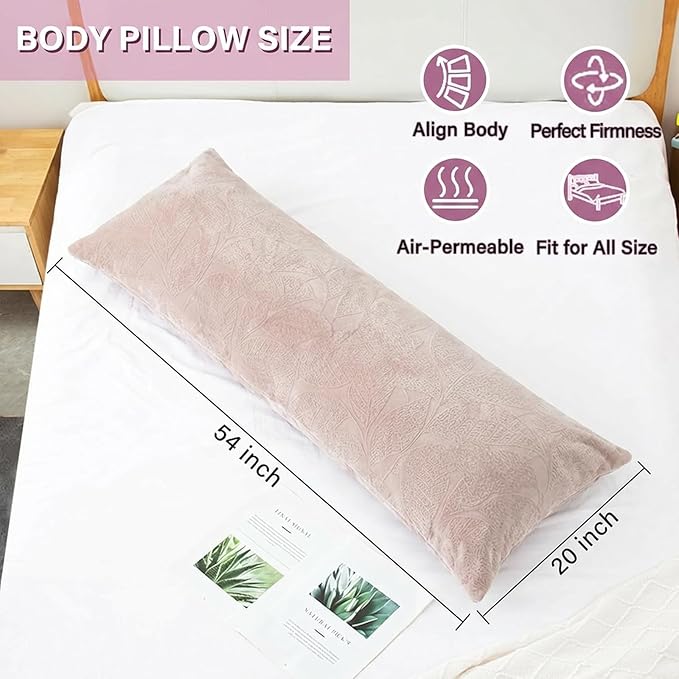 1 MIDDLE ONE Body Pillow, Memory Foam Body Pillows for Adults Sleeping, Long Pillow for Bed, Big Large Firm Full Body Pillow for Side Sleeper, 20x54 Inch, Dusty Pink