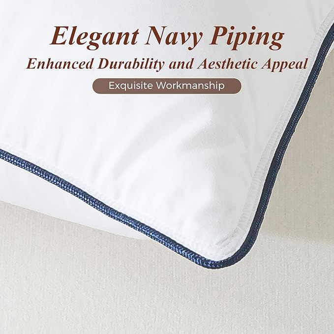 Cosybay Goose Feather Down Fiber Pillows Standard Size Set of 2, Luxury Bed Pillow for Sleeping, Ultra Soft Cover Hotel Collection Bed Pillows for Back,Stomach or Side Sleepers 20x26
